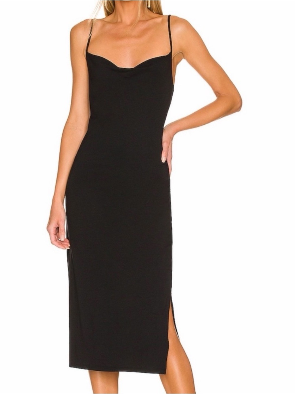 NWT bobi Black Spaghetti-Strap Midi Dress